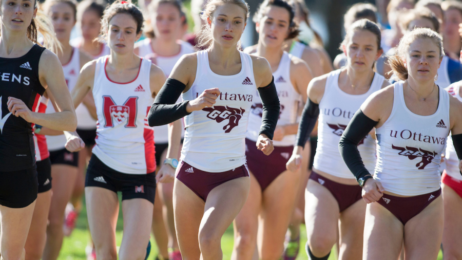 (Ottawa, Canada---13 October 2018) Athletes racing in the 2018 Jim Howe Memorial XC Challenge at Mooney's Bay Park in Ottawa, Canada.
