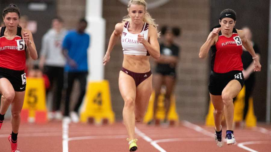 (December 1, 2018 -- Canton, NY) Perni Lund competing at the Saints Holiday Relays at the Newell Field House on the campus of St. Lawrence University.