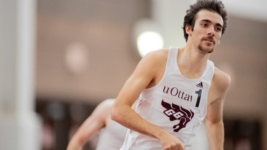 (December 1, 2018 -- Canton, NY) Stephen Evans competing at the Saints Holiday Relays at the Newell Field House on the campus of St. Lawrence University.