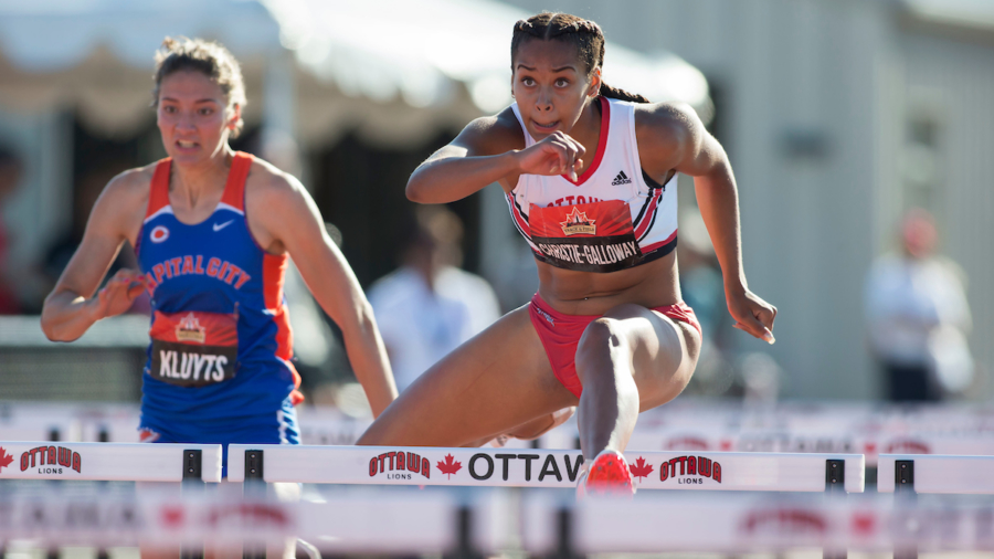 (Ottawa, Canada---08 July 2017) Keira Christie-Galloway competing in the U20 100m hurdle semi-finals at the 2017 Canadian Track and Field Championships. (Photo by Sean W Burges / Mundo Sport Images).