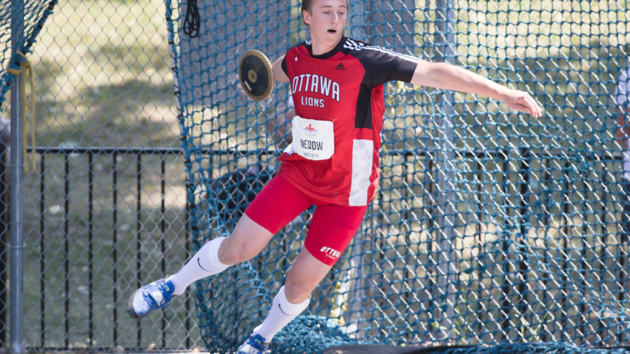 OTTAWA, ON -- 08 July 2018: Thomas Nedow throwing in the discus at the 2018 Athletics Canada National Track and Field Championships held at the Terry Fox Athletics Facility in Ottawa, Canada. (Photo by Sean Burges / Mundo Sport Images).
