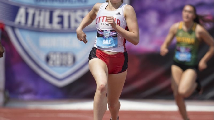 (Montreal, Canada---26 July 2019) Lauren Gale running in the U20 400m semi-finals competing in 2019 Canadian Track and Field Championships at the Claude Robillard Sports Centre in Montreal. 2019 Copyright Sean Burges / Mundo Sport Images.