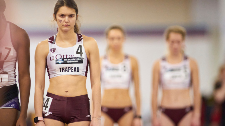 Ottawa’s Maeliss Trapeau awaits the start of the 600m at the 2020 OUA Track and Field Championships in Toronto Ontario, Saturday, February 22, 2020.
Mundo Sport Images/ Geoff Robins