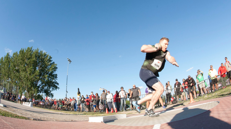 OTTAWA, ON -- 07 July 2018: Tim Nedow throws in the shot put to wTim Nedow throws in the shot put to win for a sixth consecutive titlein for a sixth consecutive title at the 2018 Athletics Canada National Track and Field Championships held at the Terry Fox Athletics Facility in Ottawa, Canada. (Photo by Sean Burges / Mundo Sport Images).