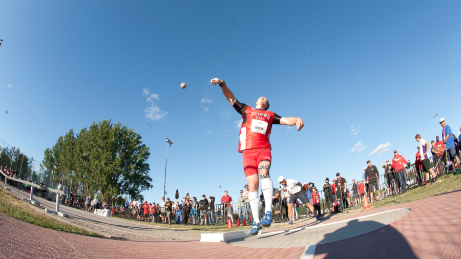 OTTAWA, ON -- 07 July 2018: Thomas Nedow throws the shot put at the 2018 Athletics Canada National Track and Field Championships held at the Terry Fox Athletics Facility in Ottawa, Canada. (Photo by Sean Burges / Mundo Sport Images).