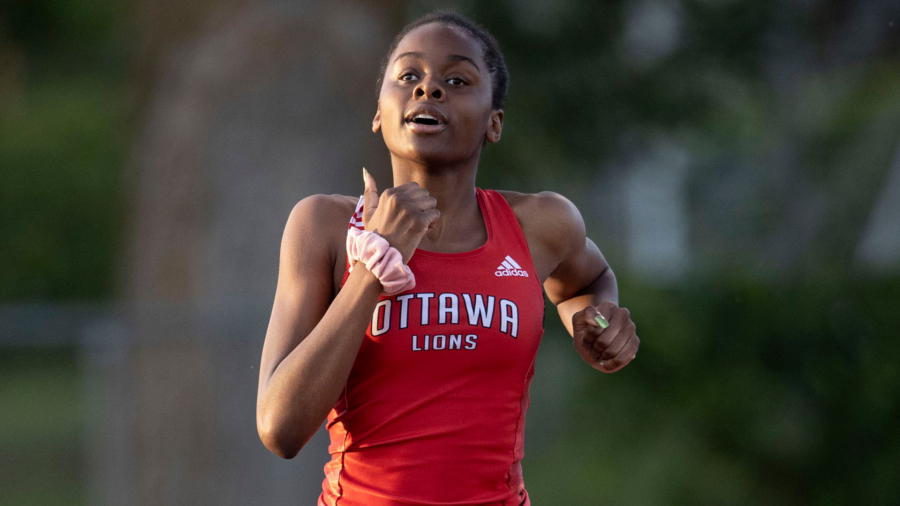 (Ottawa, Canada---30 June 2021) Bianca Borgella setting a T13 Canadian record in the 400m at Ottawa Summer Twilight Series Meet #9. Photograph 2021 Copyright Sean Burges / Mundo Sport Images.