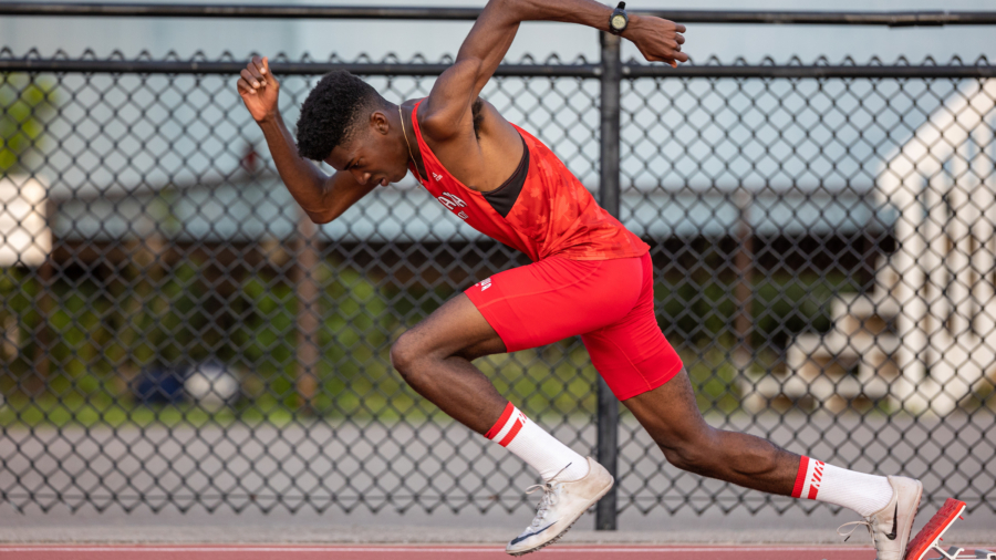OTTAWA - July 14, 2021: David Moulongou competing at Ottawa Summer Twilight #11 at the Terry Fox Athletic Facility.