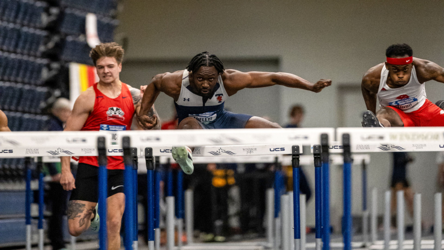(Windsor, Canada---23 February 2024) David Adeleye competing on Day 1 of the 2024 OUA Track And Field Championships in the Dennis Fairall Fieldhouse on the campus of the University of Windsor.
Copyright 2024 Miles Ryan Rowat / Mundo Sport Images.
If posting to social media please tag @mundosportimages