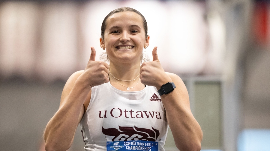 (Windsor, Canada---23 February 2024) Kathryn Moreland competing on Day 1 of the 2024 OUA Track And Field Championships in the Dennis Fairall Fieldhouse on the campus of the University of Windsor.
Copyright 2024 Miles Ryan Rowat / Mundo Sport Images.
If posting to social media please tag @mundosportimages