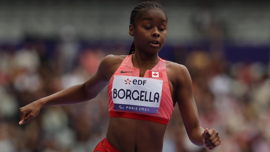 (St. Denis, FRANCE —03 September 2024) Bianca Borgella competing in the T13 100m heats at the 2024 Paralympic Games at the Stade de France. Photograph Copyright 2024 Marcus Hartmann / Gate3 Photo Agency