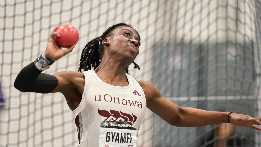 Jessica Gyamfi (Ottawa Gee-Gees) competes at the USport Track and Field Championships at the University of Windsor in Windsor, Ontario on Friday, March 7, 2025.
GEOFF ROBINS Mundo Sport Images