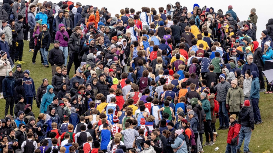 (Ottawa, Canada---04 November 2024) Novice Boys generic running up "The Hill" at Mooney's Bay at the 2024 OFSAA Cross Country Championships. Photograph Copyright 2024 Sean Burges / Mundo Sport Images.
If posting to social media please tag @mundosportimages